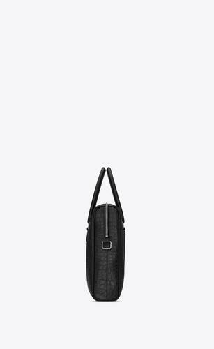 duffle saint laurent briefcase bag in crocodile-embossed matte leather
