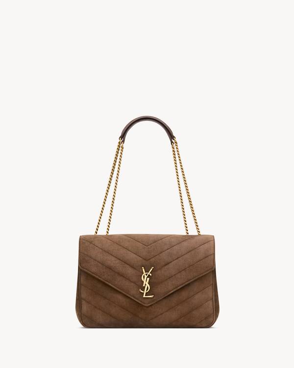 LOULOU large in MATELASSÉ suede in Brown | Saint Laurent | YSL EN