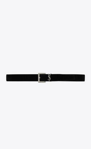 monogram belt with square buckle in suede