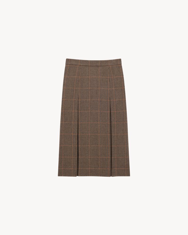 midi skirt in prince of wales wool and cashmere