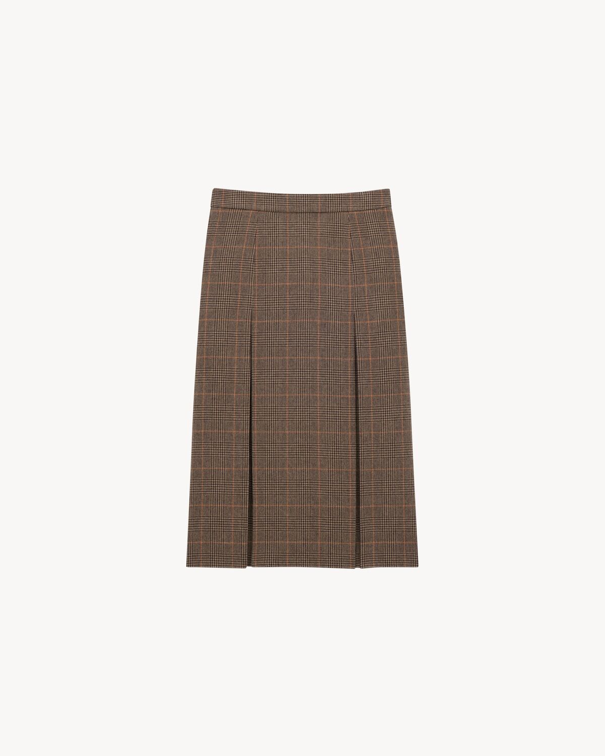 midi skirt in prince of wales wool and cashmere
