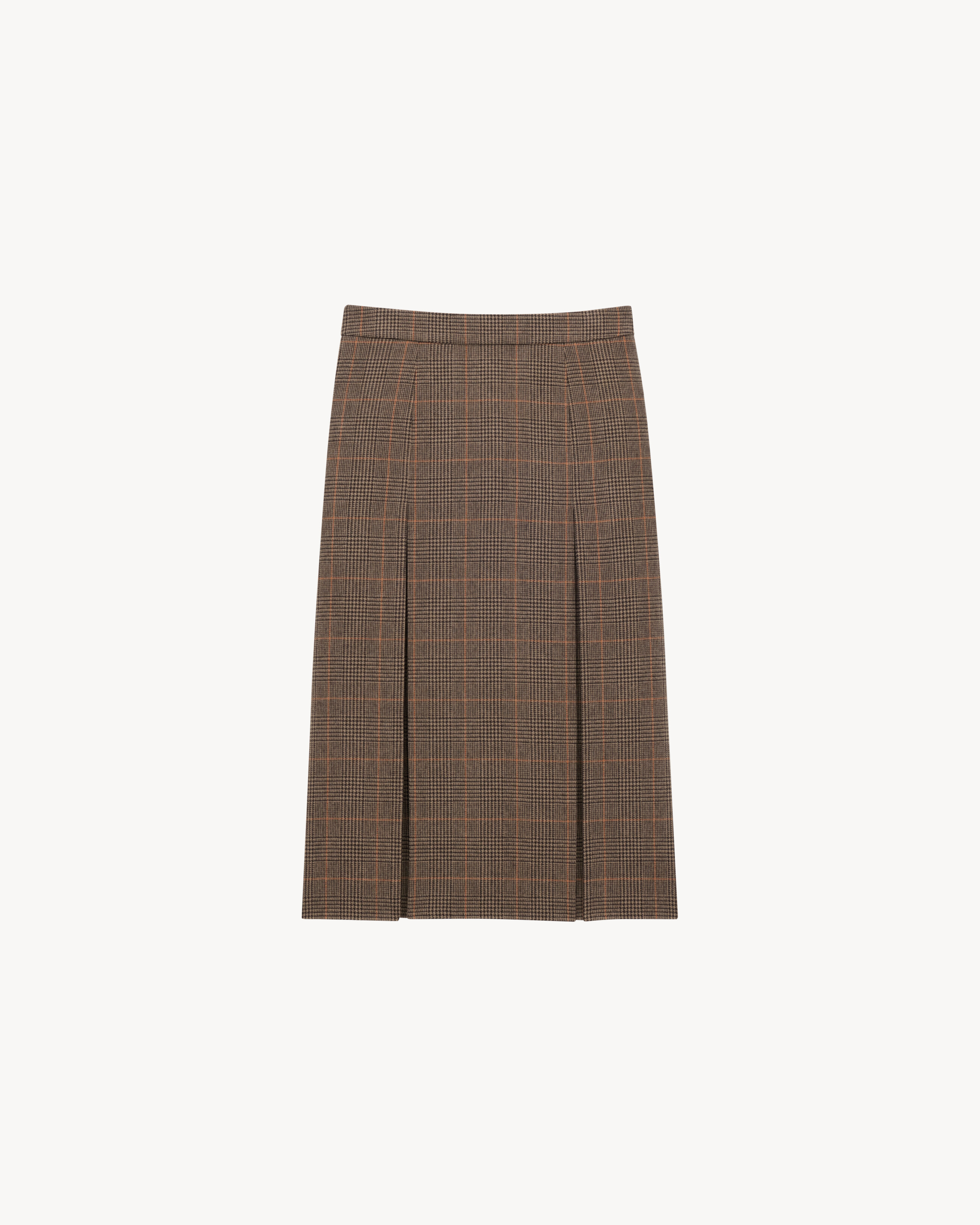 midi skirt in prince of wales wool and cashmere