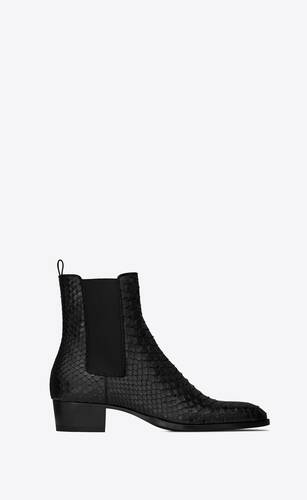 wyatt chelsea-stiefel aus lackiertem pythonleder