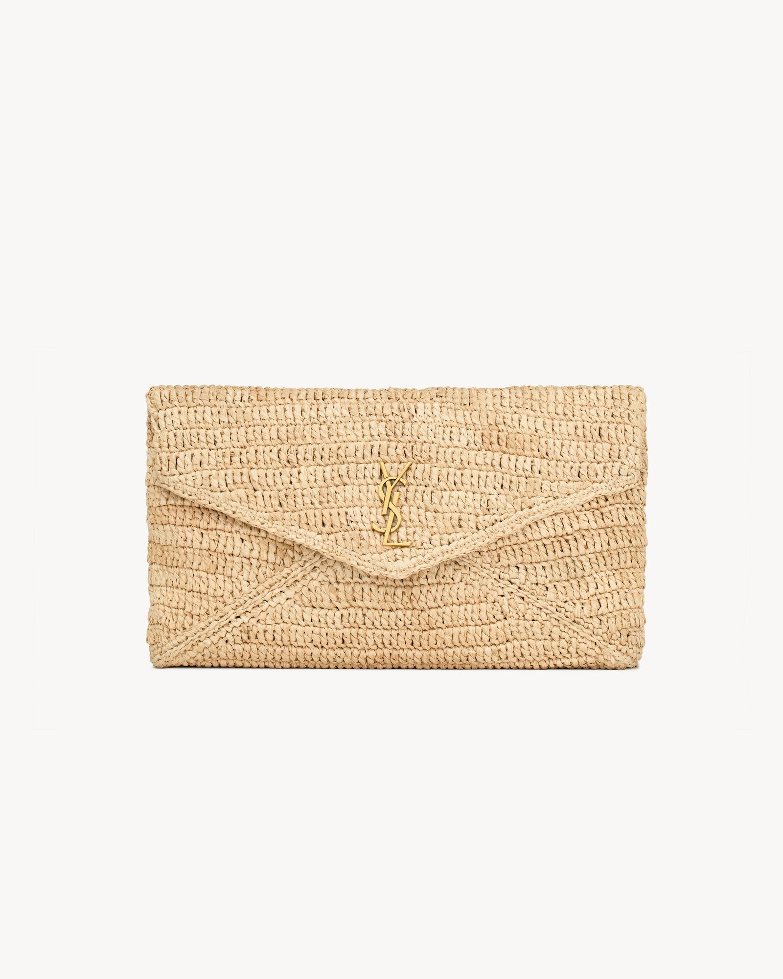 CASSANDRE large envelope pouch in raffia | Saint Laurent | YSL GB