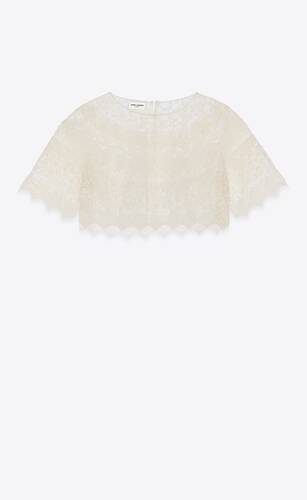 cropped top in embroidered lace