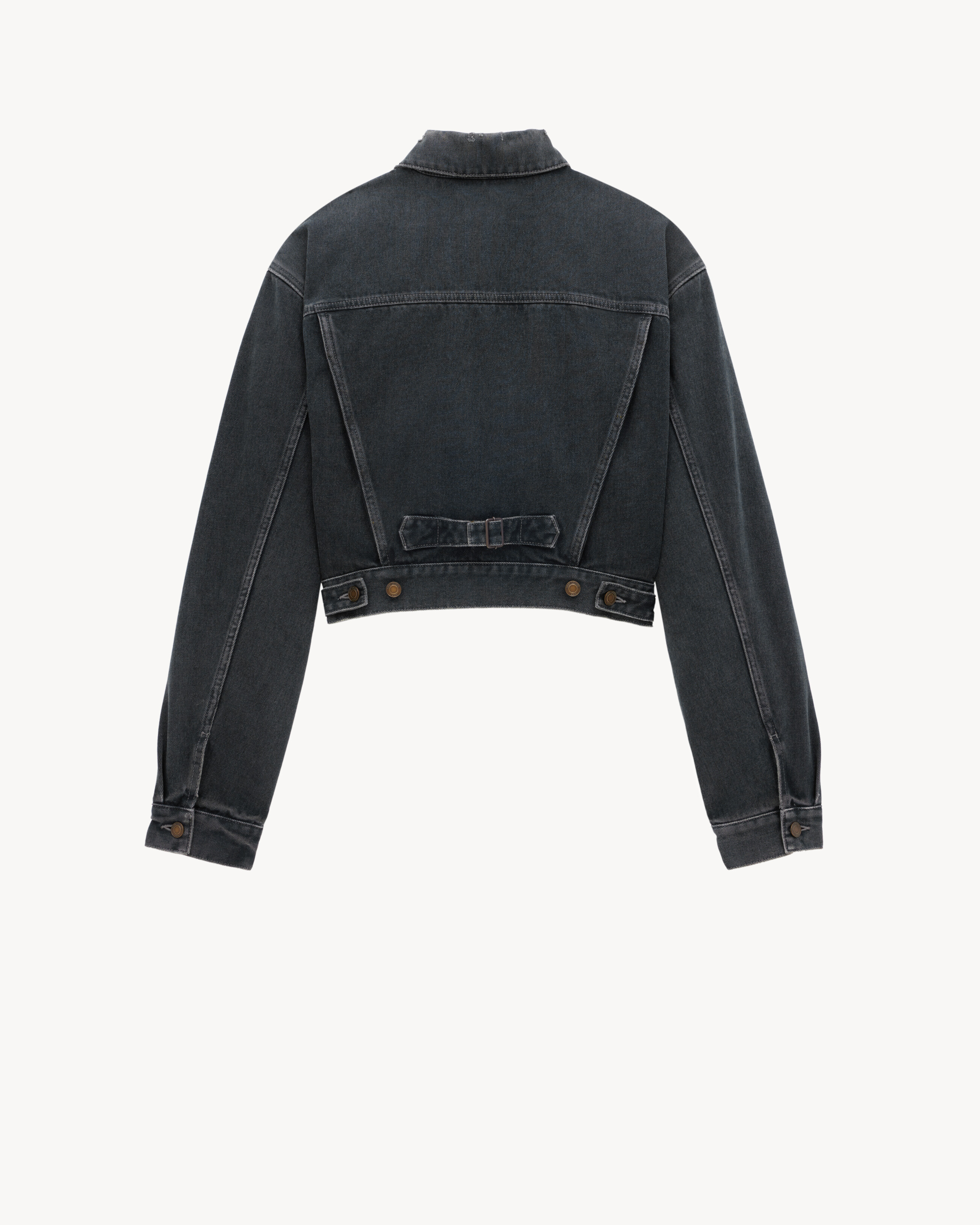 80er-Jacke aus dunkelblau-schwarzem Denim