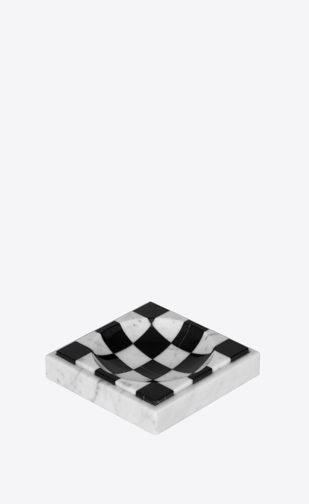 checkered pin tray in marble