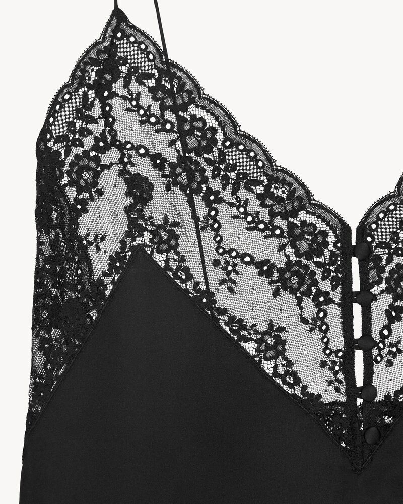 top in silk satin charmeuse and lace