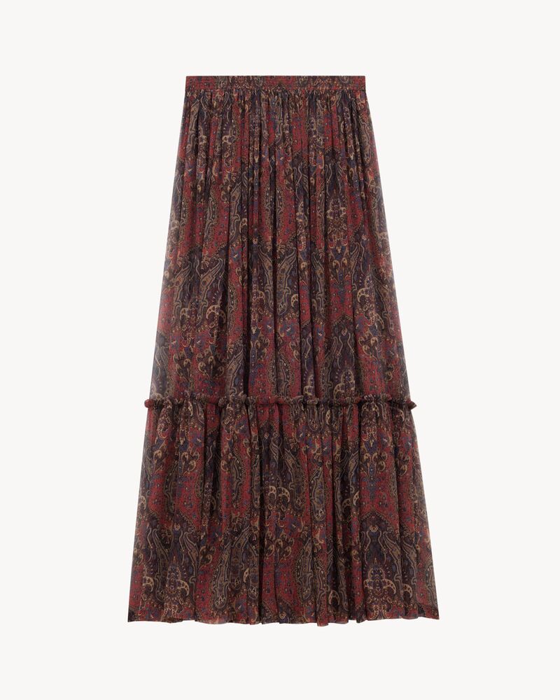 ruffled skirt in paisley silk crepon