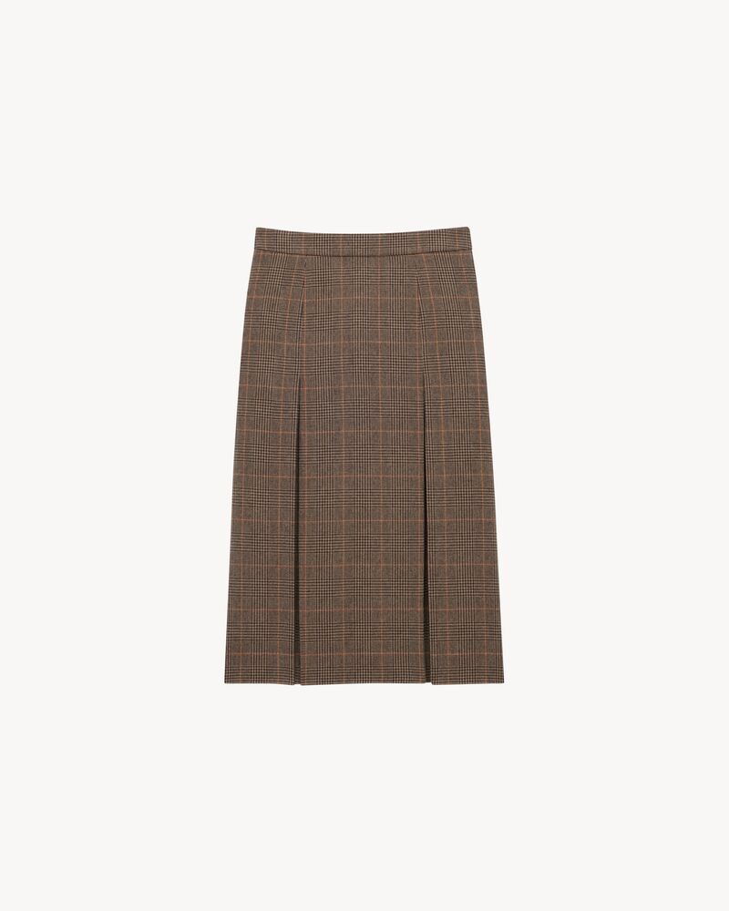midi skirt in prince of wales wool and cashmere