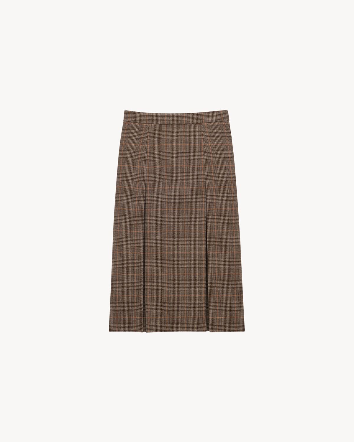 midi skirt in prince of wales wool and cashmere