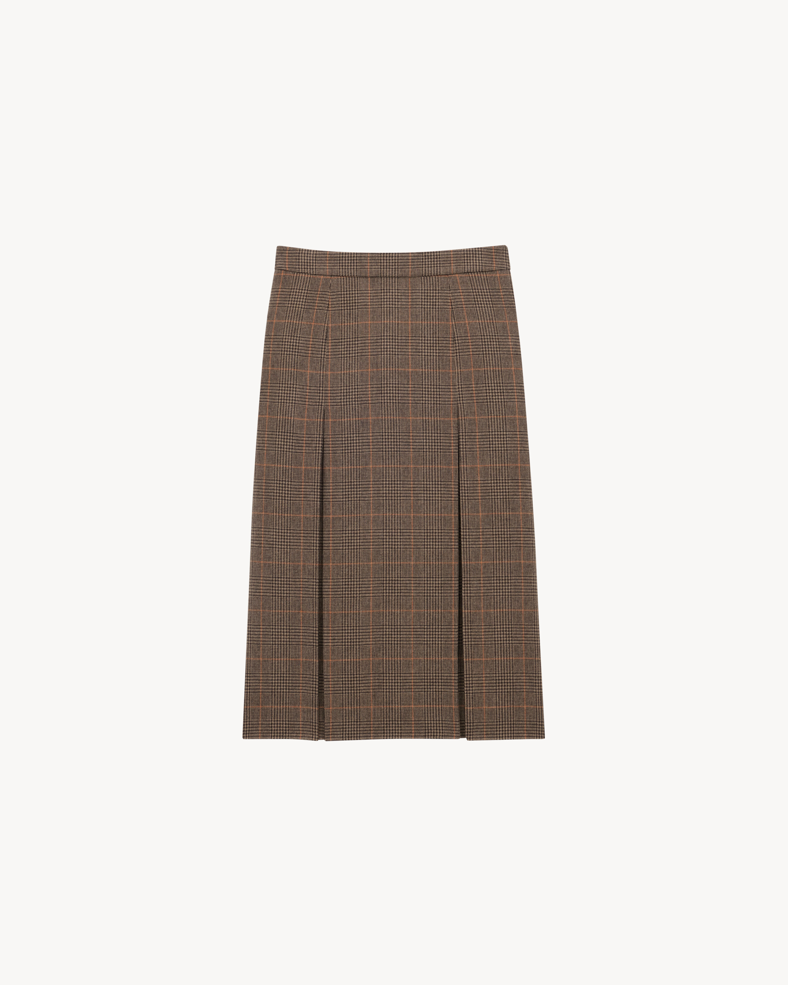 midi skirt in prince of wales wool and cashmere