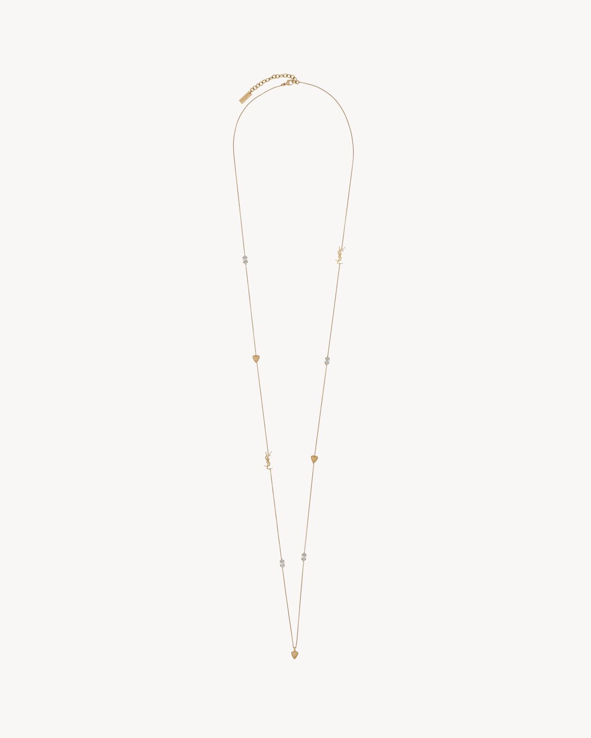 CASSANDRE, heart and rhinestone long necklace in metal | Saint