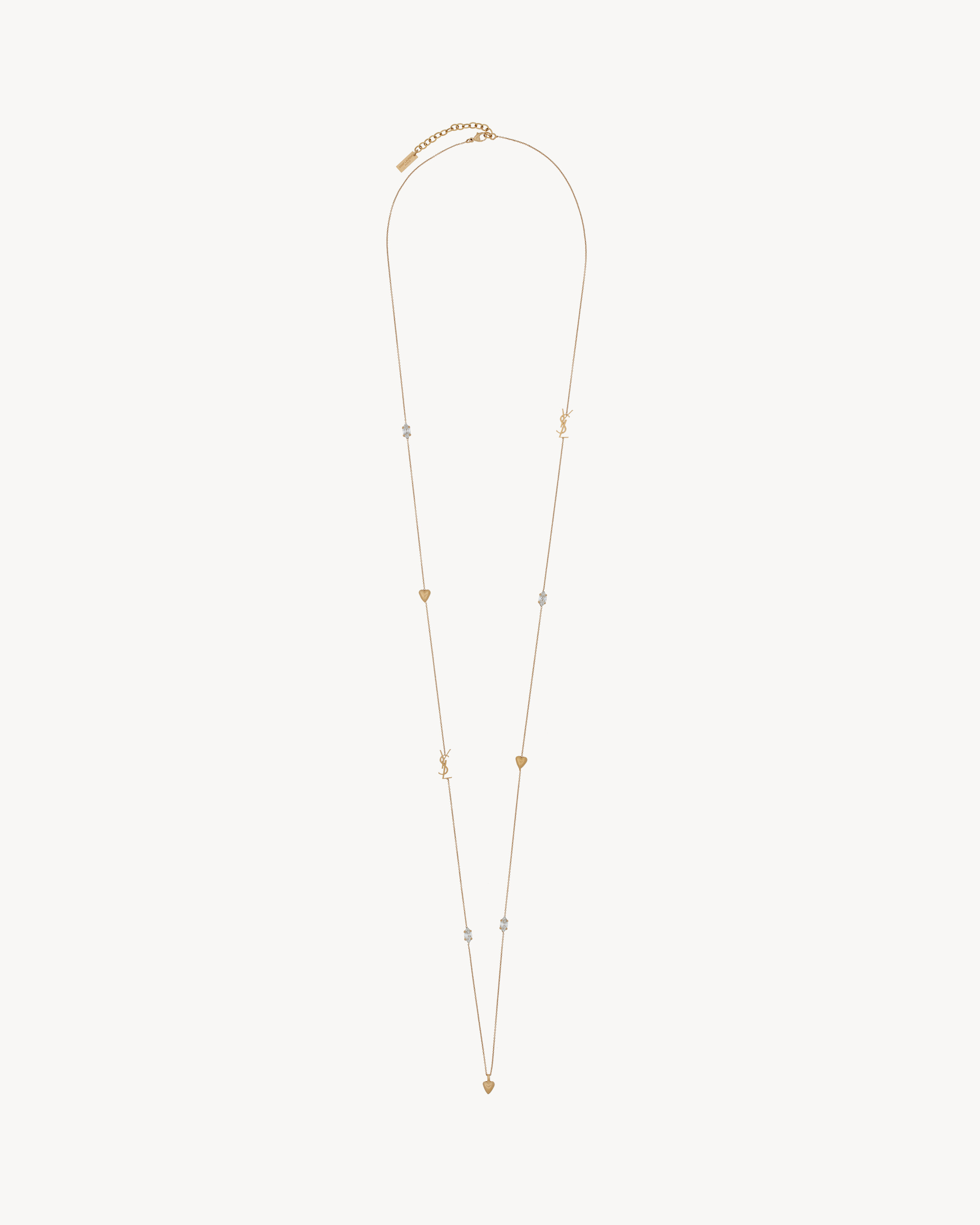 YSL＆ハート＆ラインストーン ロング ネックレス（メタル）