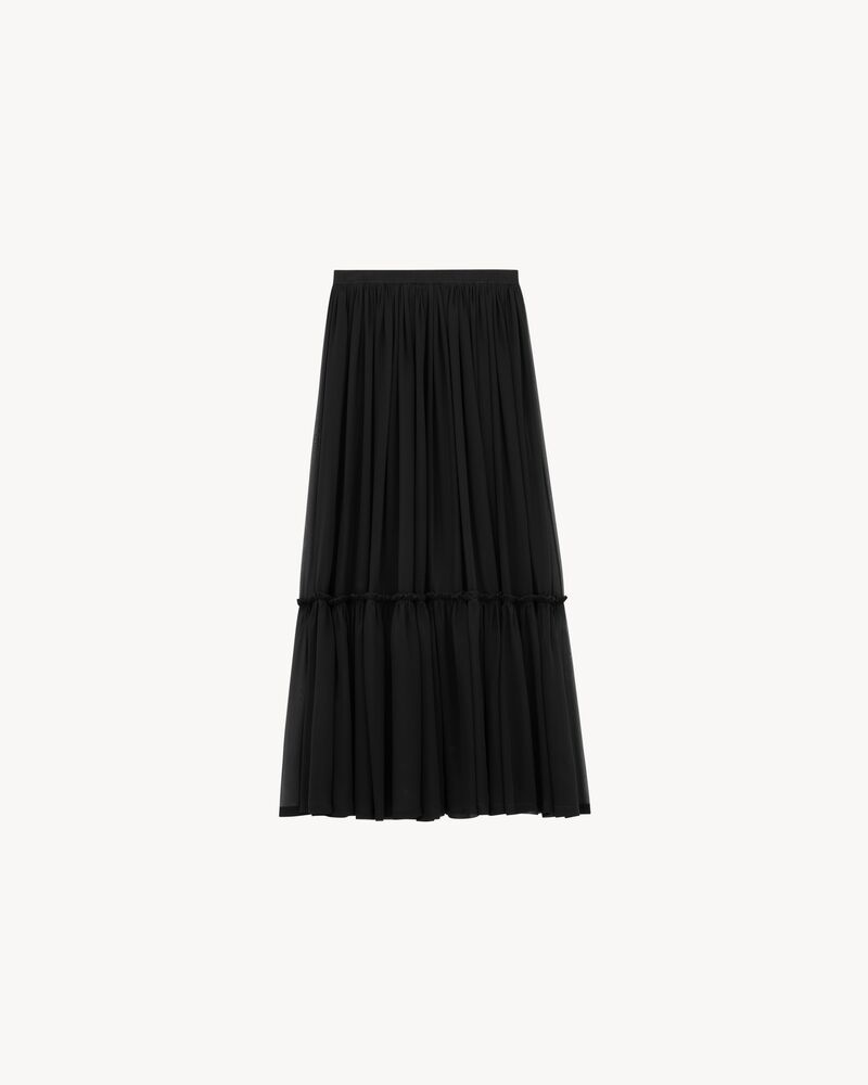 ruffled skirt in silk crepe muslin