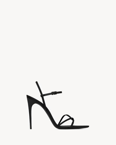 Yves Saint Laurent YSL Black Leather Strappy Open Toe Sandal Heels