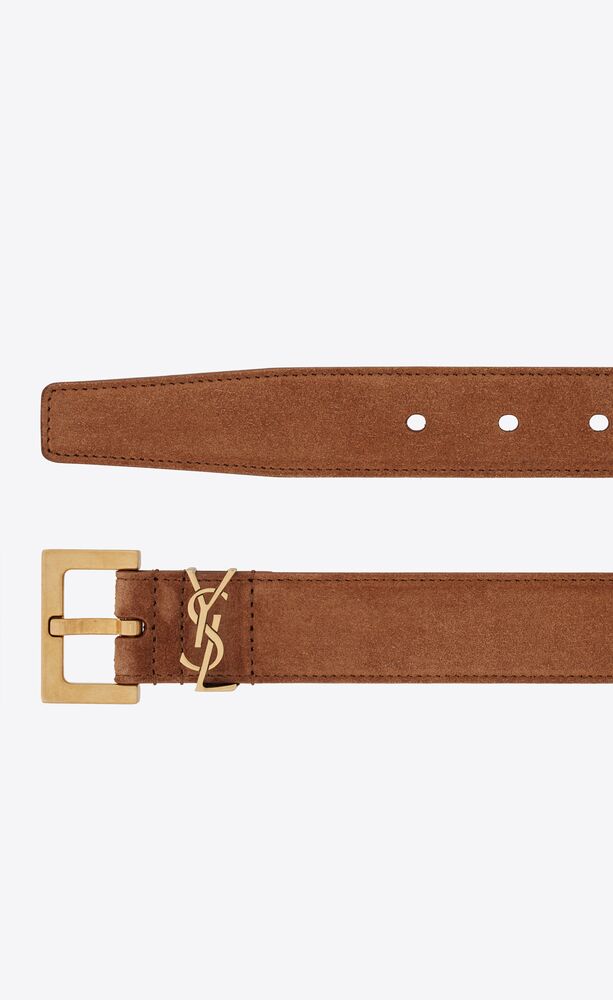 monogramme belt with square buckle in suede