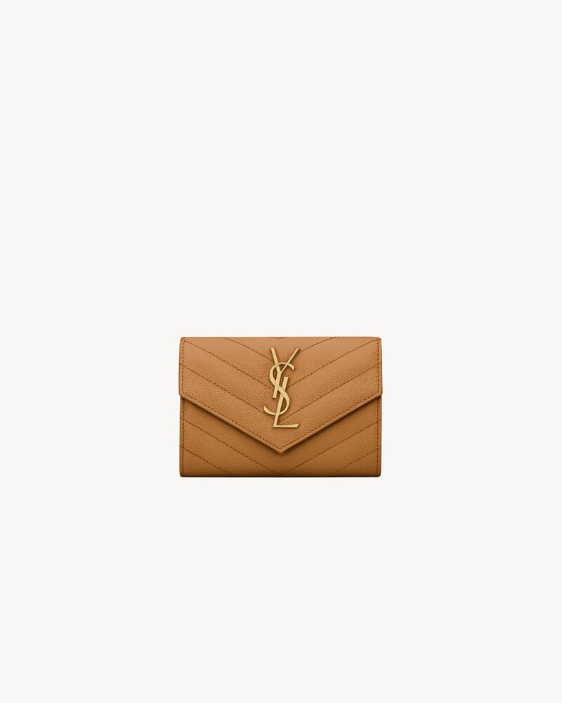 cassandre matelassé small envelope wallet in grain de poudre embossed leather