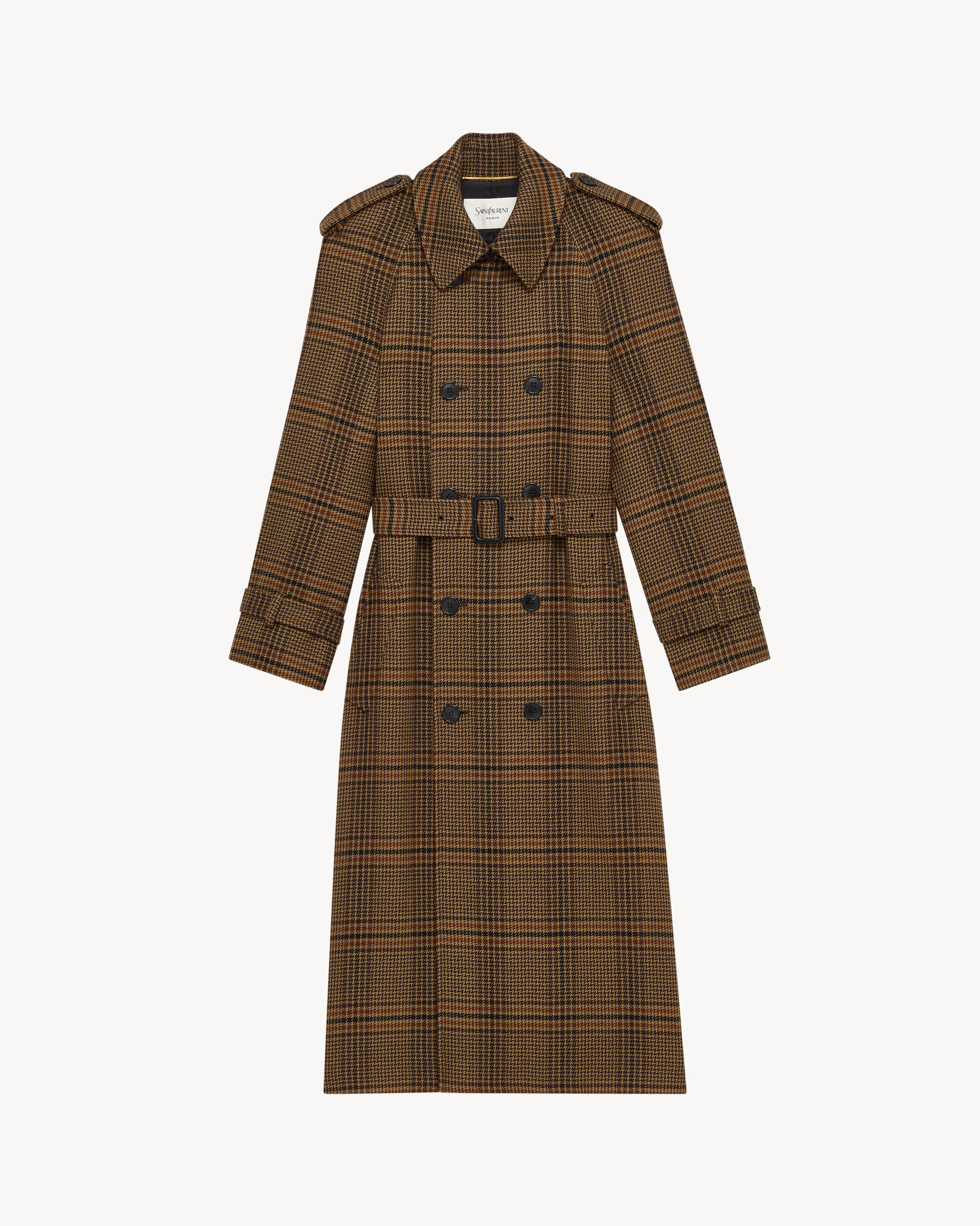 Manteau long en laine Prince de Galles