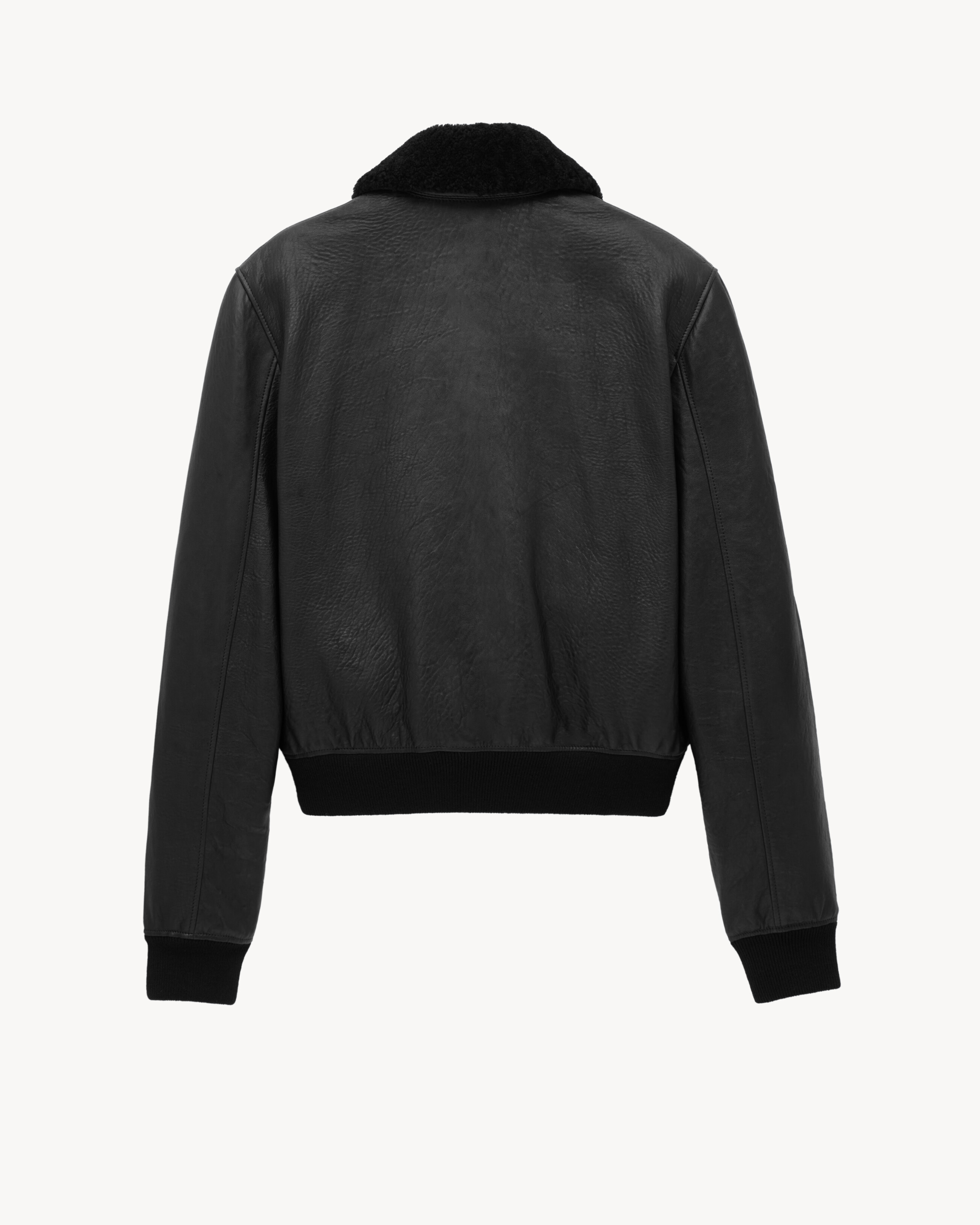 bomber jacket in bubbled lambskin and shearling