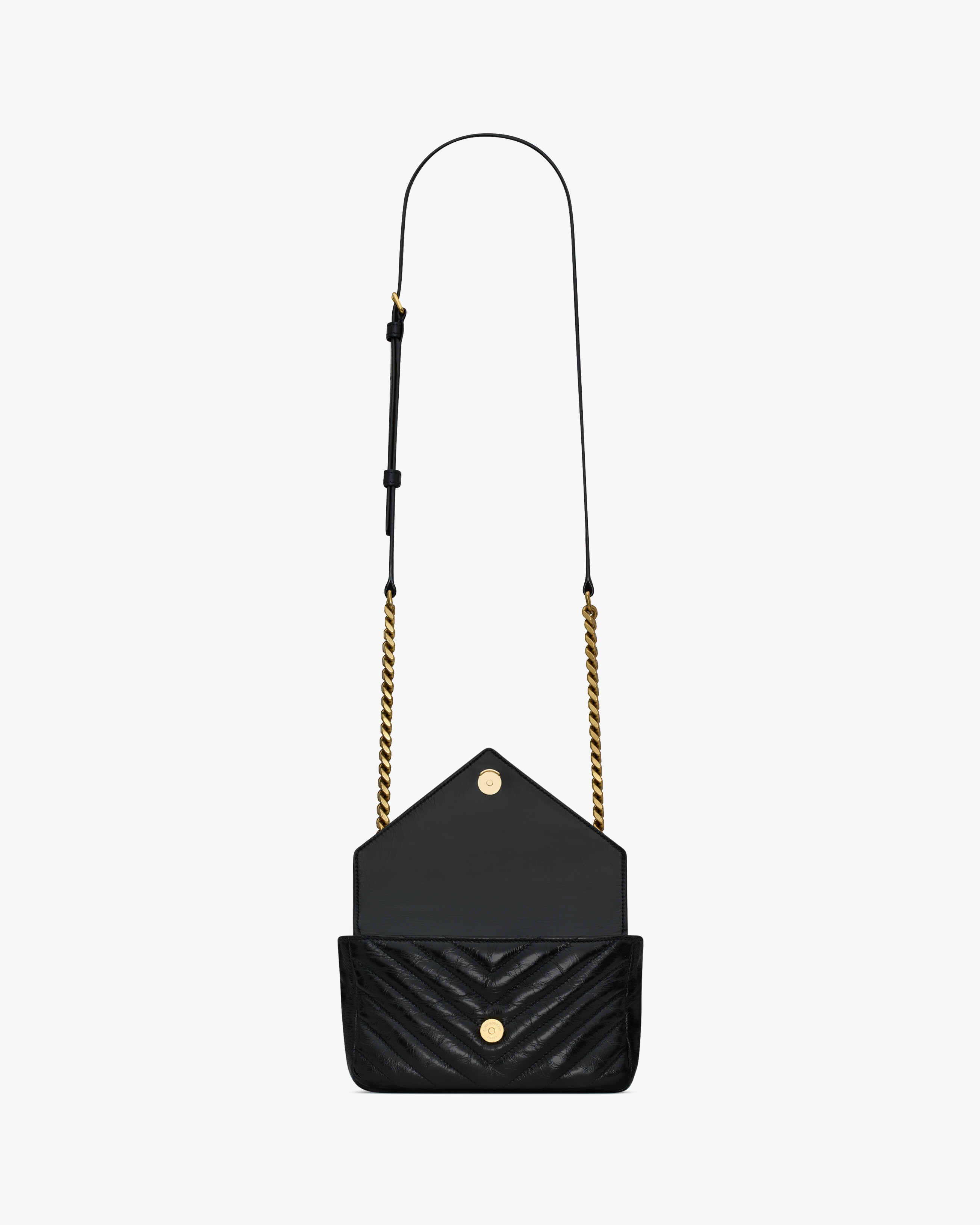 COLLEGE mini chain bag in shiny crackled leather