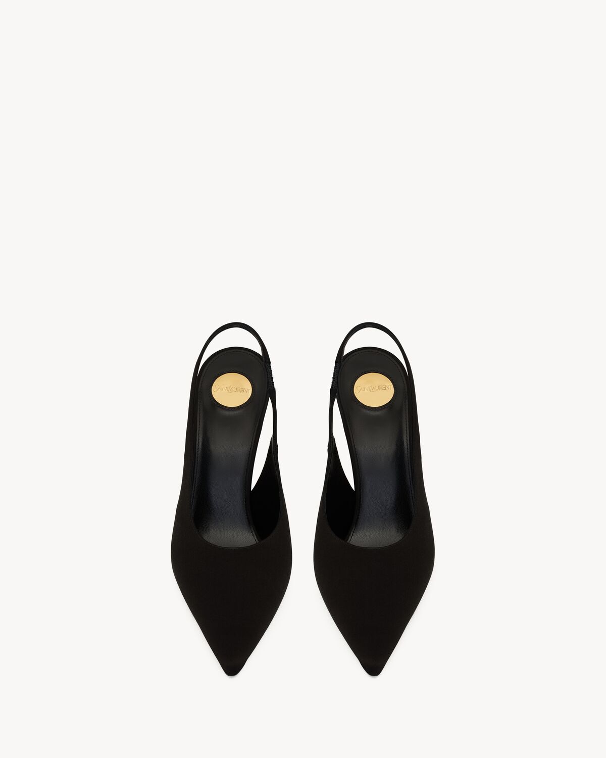 생로랑 새틴 크레프 소재의 렌트락트 슬링백 펌프스 7996629QNAG1000