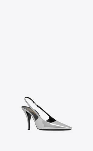 Blade slingback pumps in mirrored leather | Saint Laurent | YSL.com