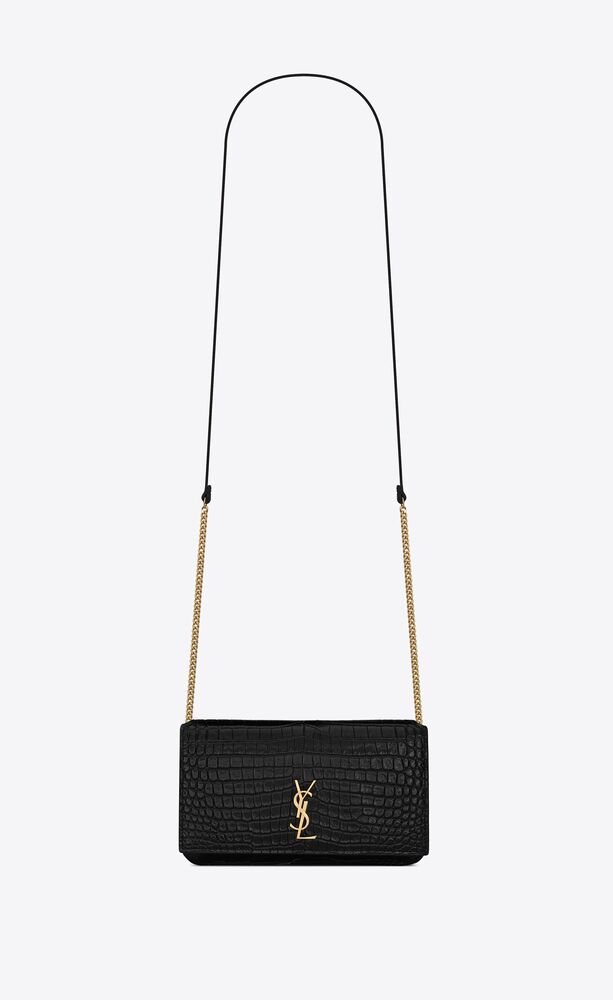 CASSANDRE phone holder with strap in SHINY crocodile-embossed