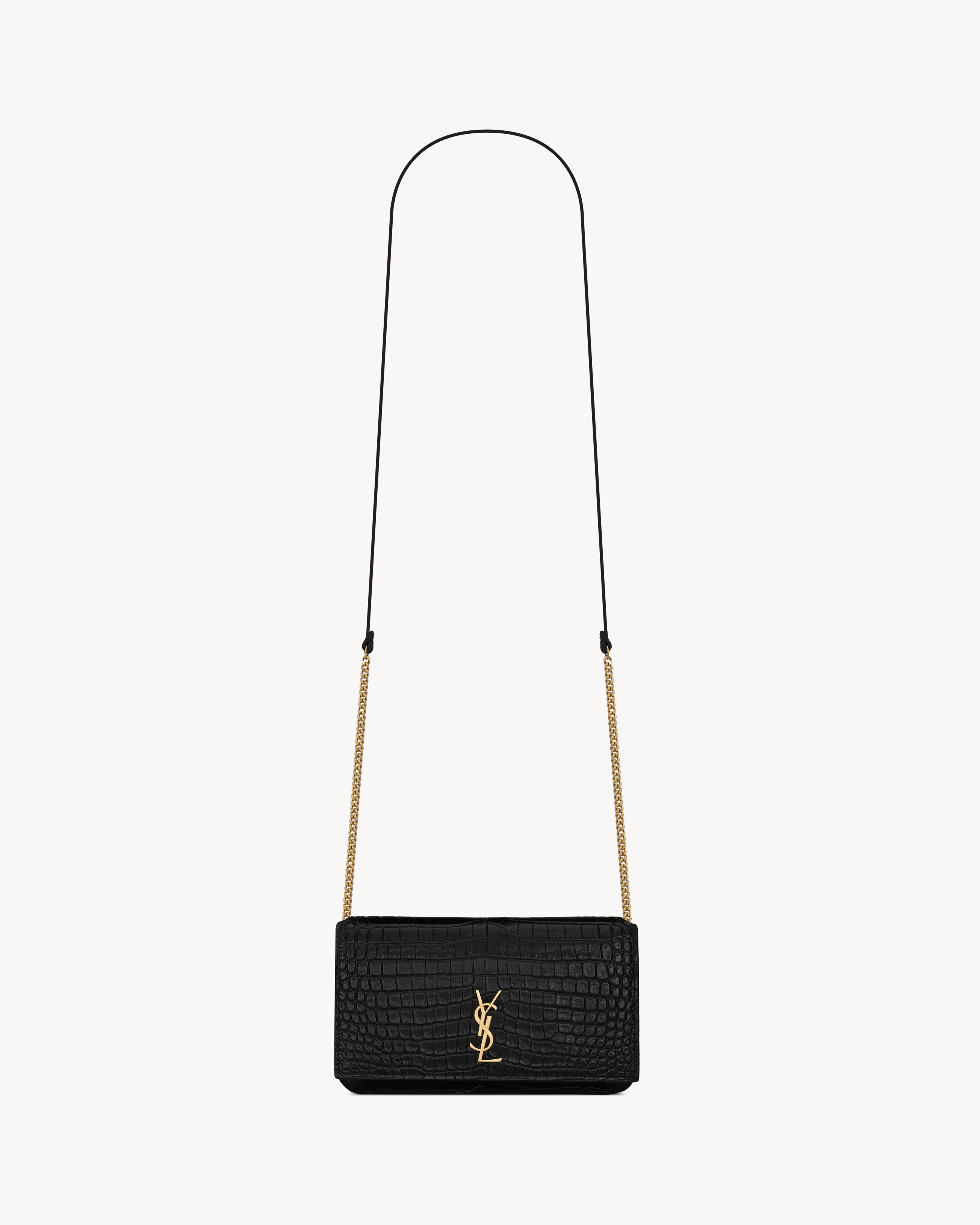 Ysl monogram phone holder with strap in smooth leather Clearance