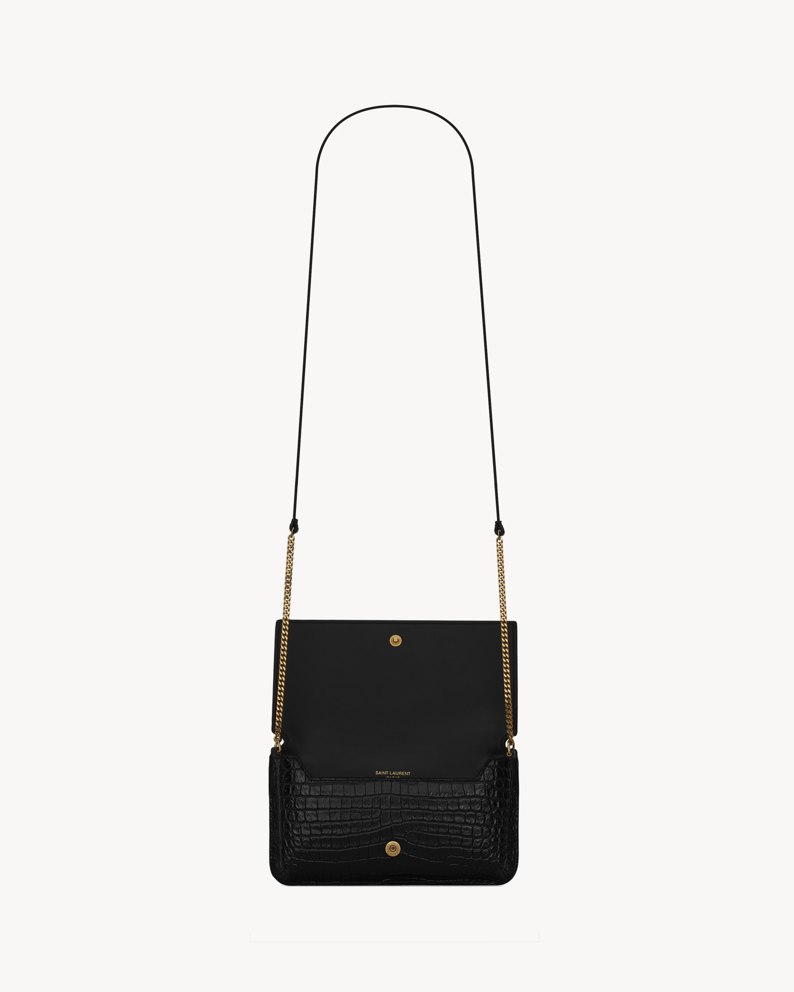 CASSANDRE phone holder in SHINY crocodile-embossed leather