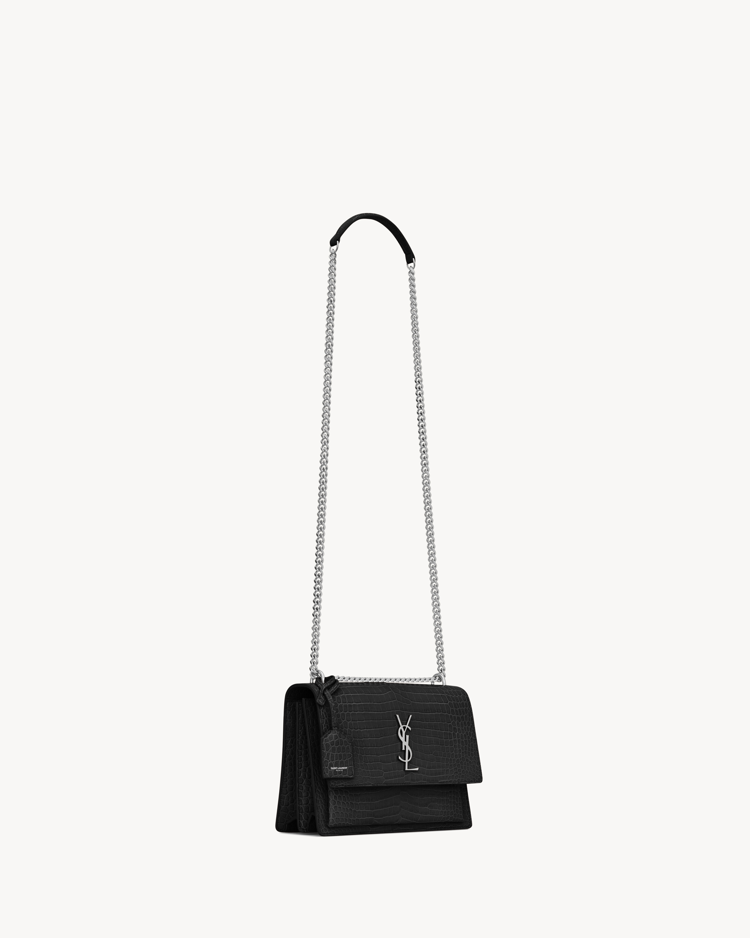 SUNSET MEDIUM IN CROCODILE-EMBOSSED LEATHER