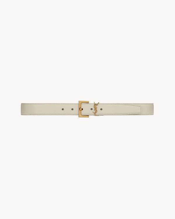 CASSANDRE GÜRTEL AUS GLÄNZENDEM SAINT LAURENT BOXLEDER MIT QUADRATISCHER SCHNALLE