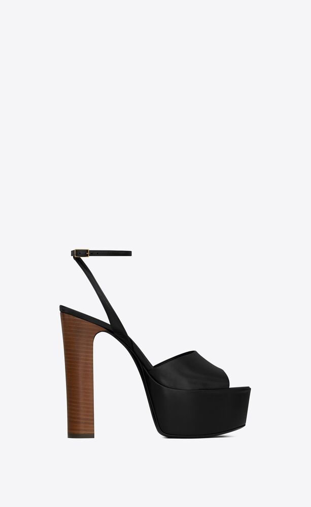 Jodie platform sandals in shiny leather | Saint Laurent | YSL.com