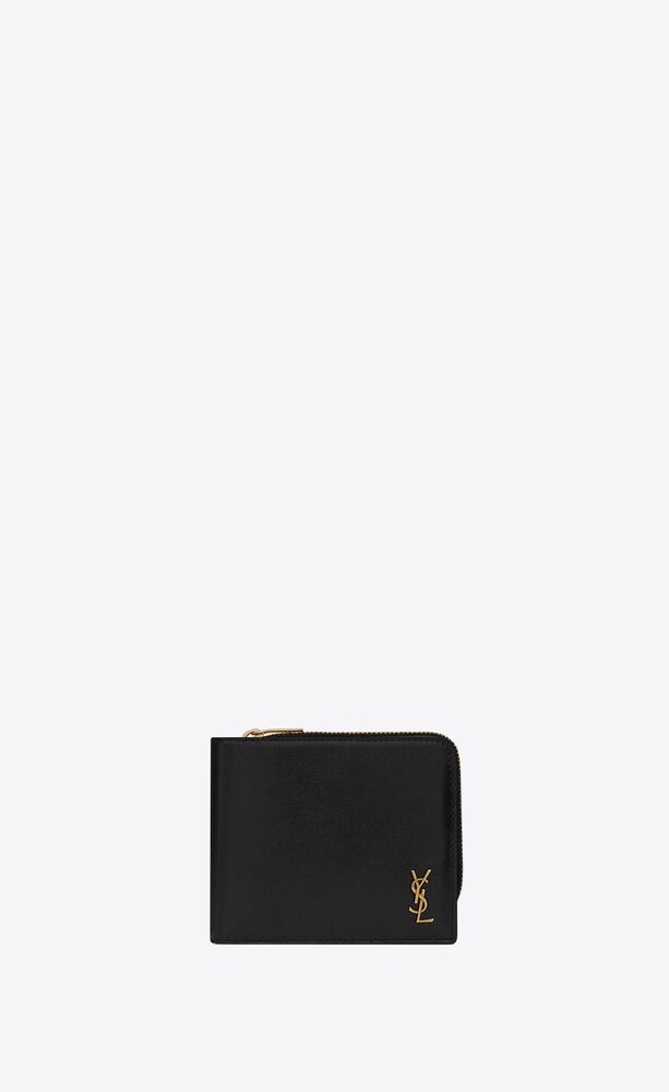 tiny cassandre east/west zip-around wallet in smooth leather