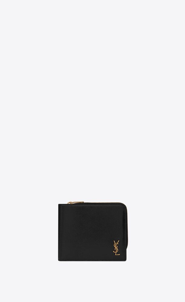 Tiny cassandre east/west zip-around wallet in smooth leather