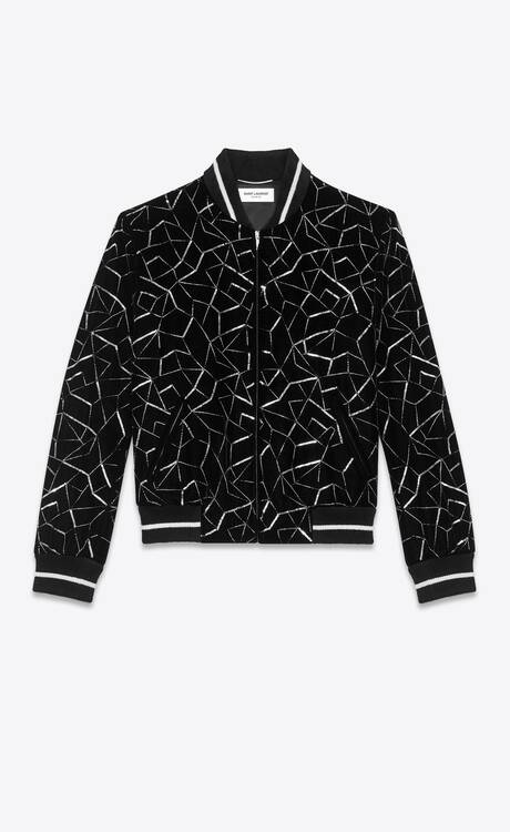 Velvet varsity jacket with “brise” embroidery | Saint Laurent United ...