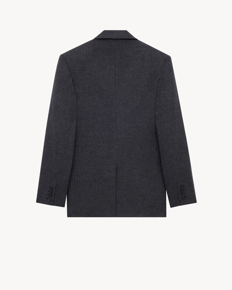 jacket in striped wool and cashmere flannel