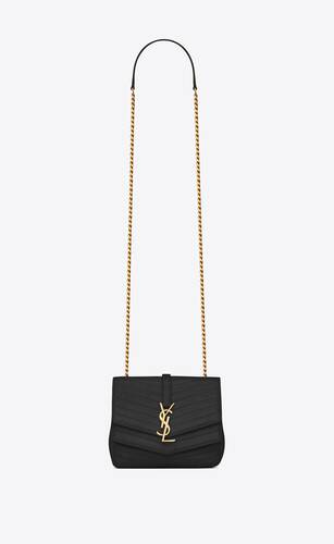 kleine, weiche sulpice chain bag aus schwarzem leder mit steppnähten
