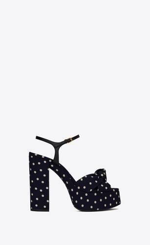 bianca sandals in polka-dot canvas and smooth leather