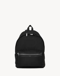 city backpack in canvas, nylon and leather