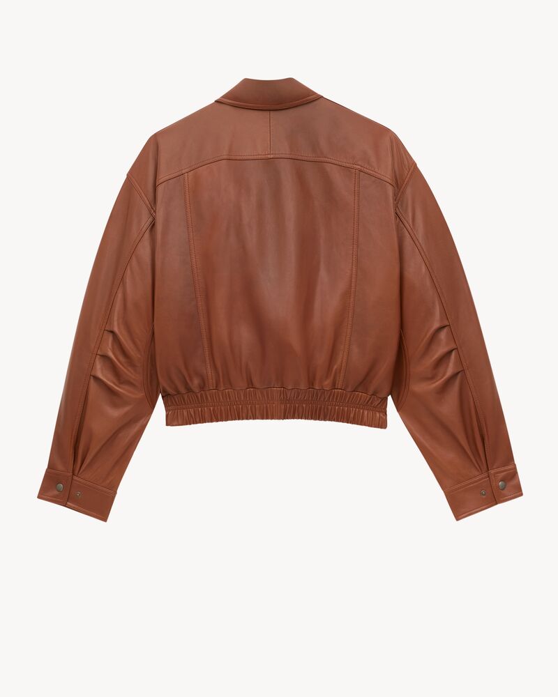 bomber jacket in shiny plunged lambskin