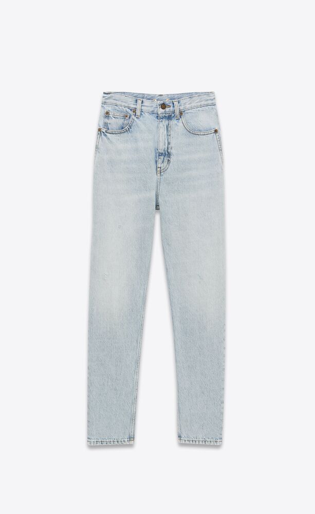 80's cropped jeans in light caribbean blue denim