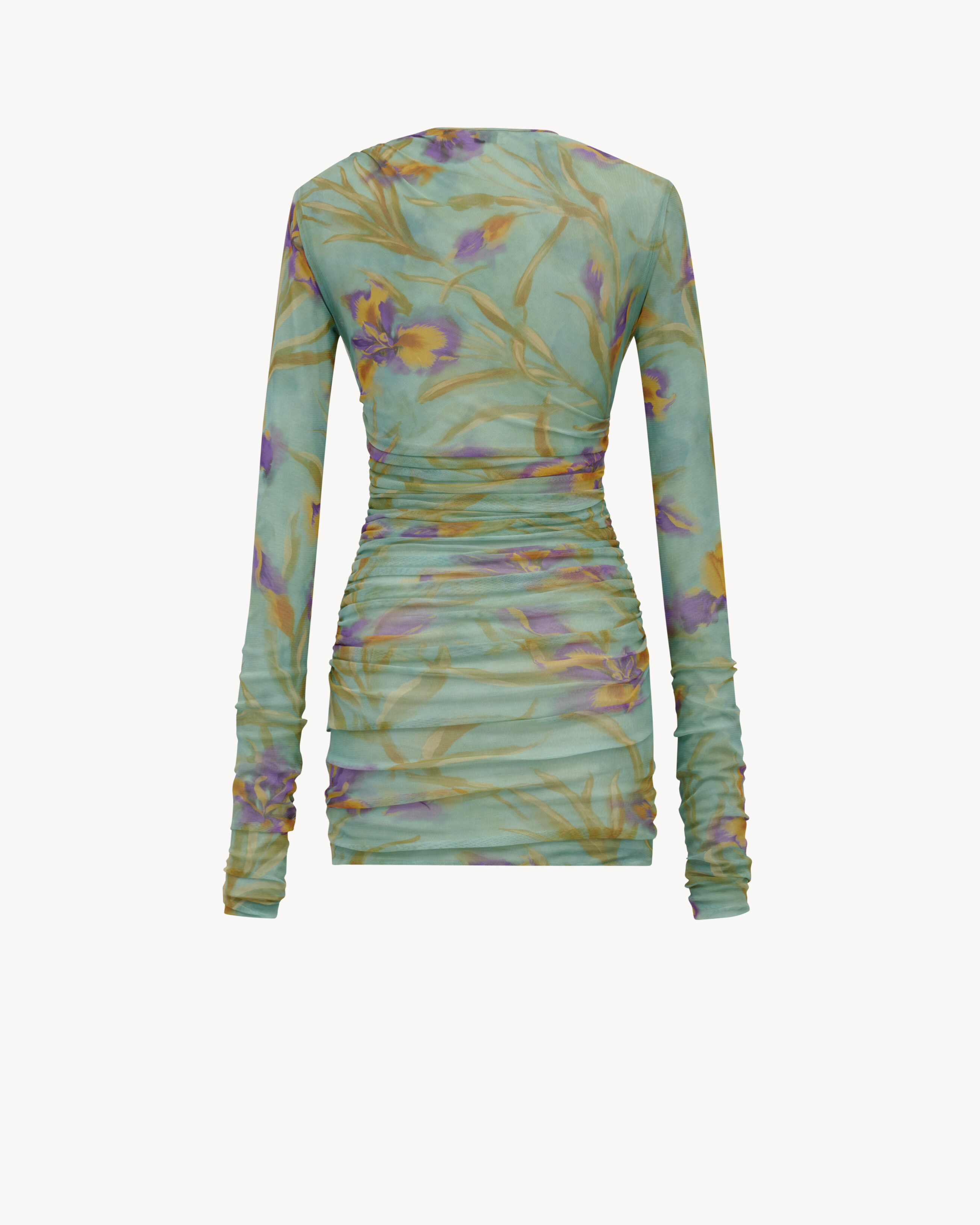 Gerüschtes Minikleid aus Jerseytüll mit Blumenmuster