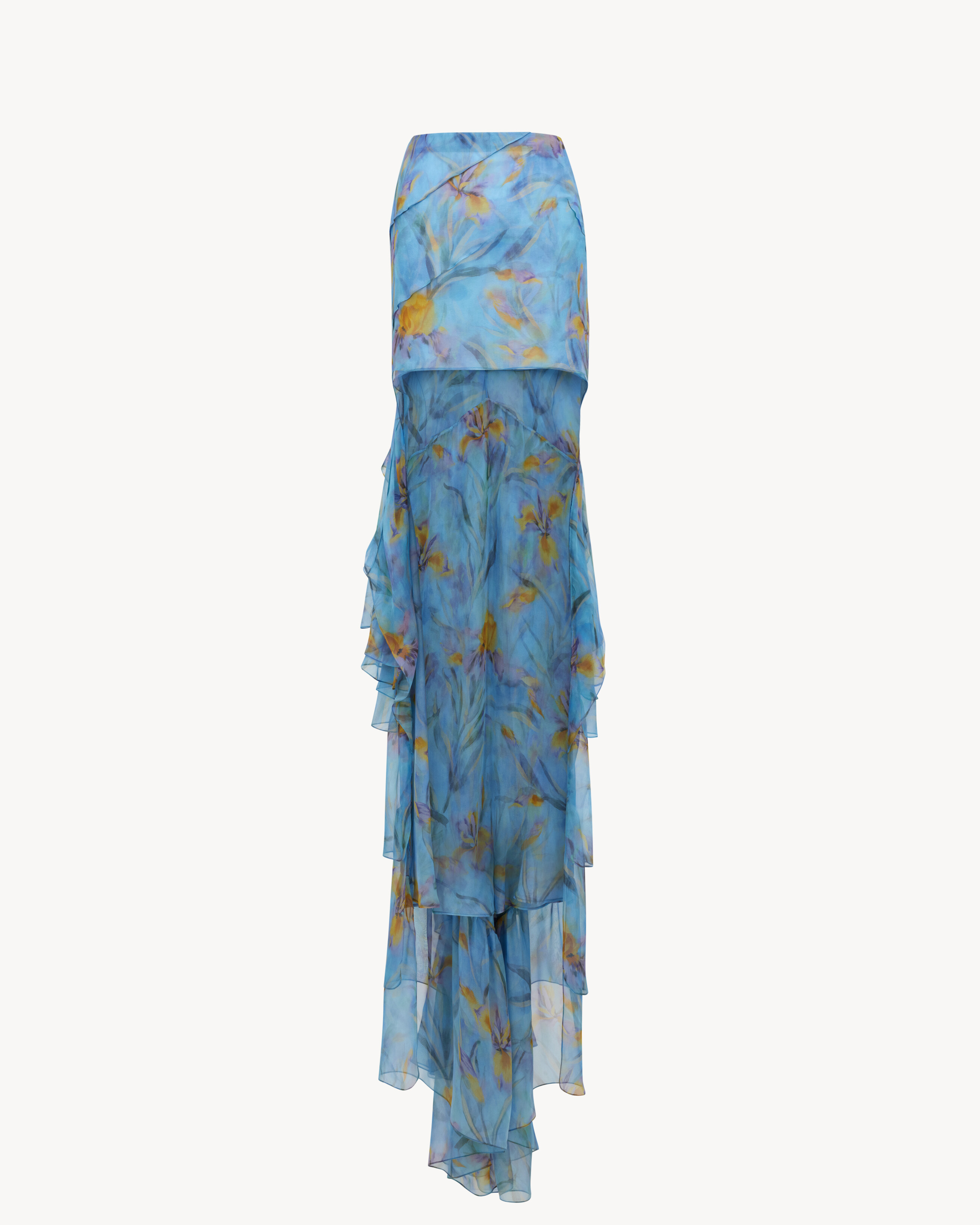 cascade skirt in floral silk muslin