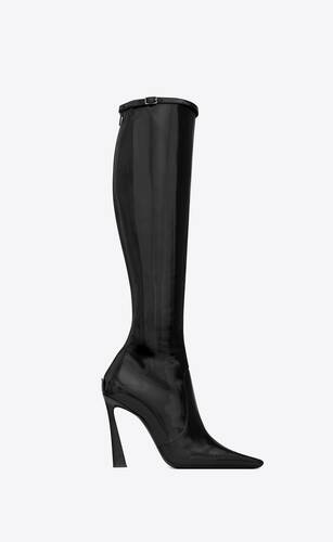Botas Saint Laurent de Cuero de color Negro Mujer Zapatos de Botas de Botas mosqueteras 