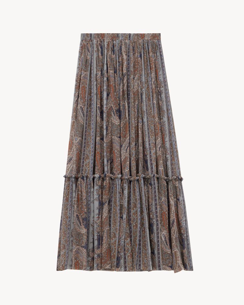ruffled skirt in paisley silk georgette