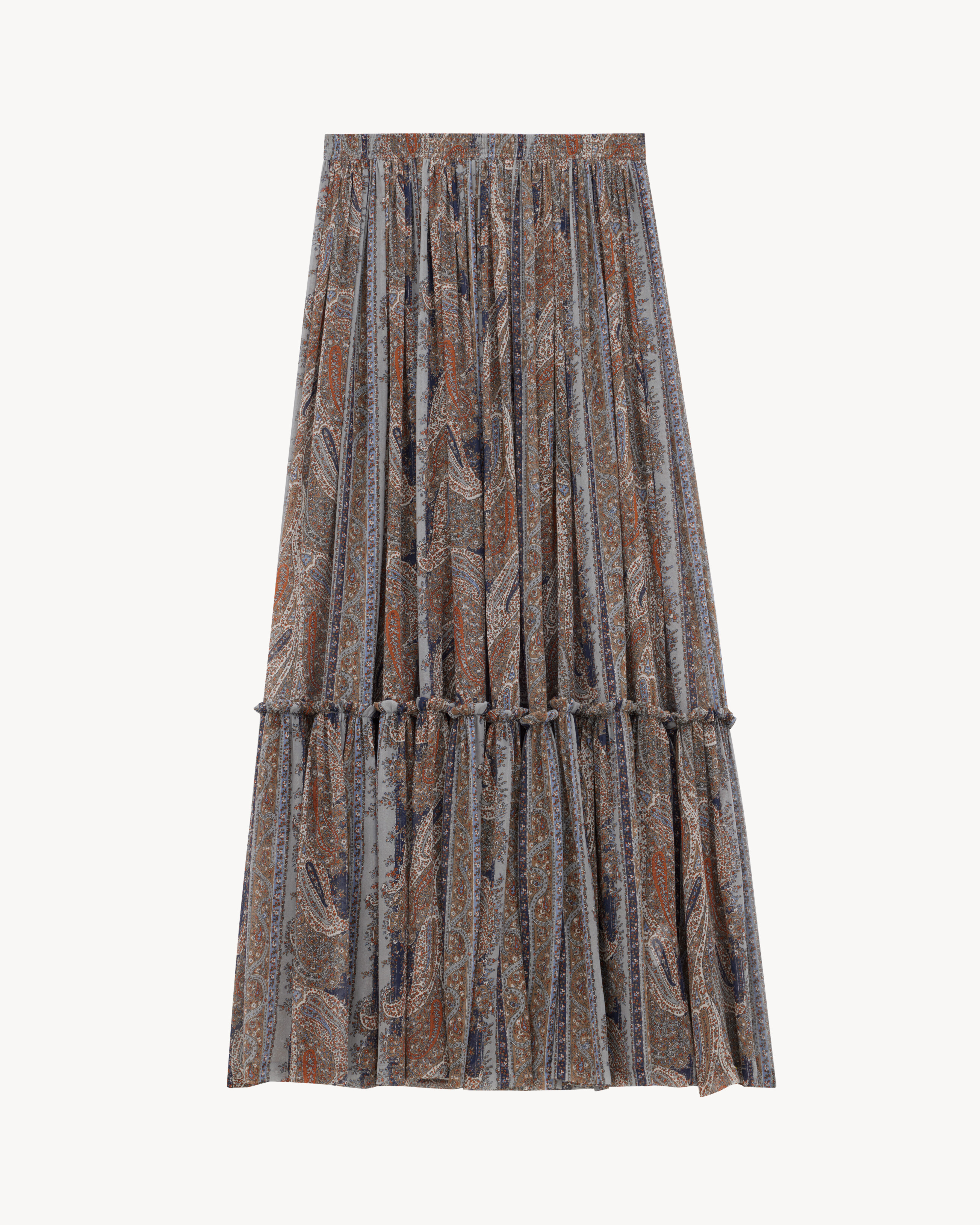 ruffled skirt in paisley silk georgette