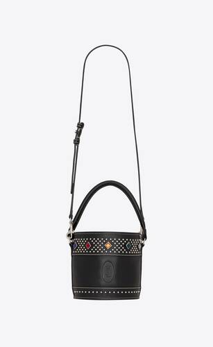 bahia small bucket bag in smooth leather with studs