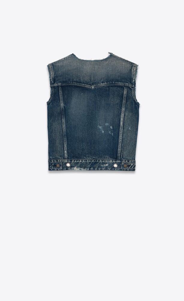 blue jean sleeveless jacket