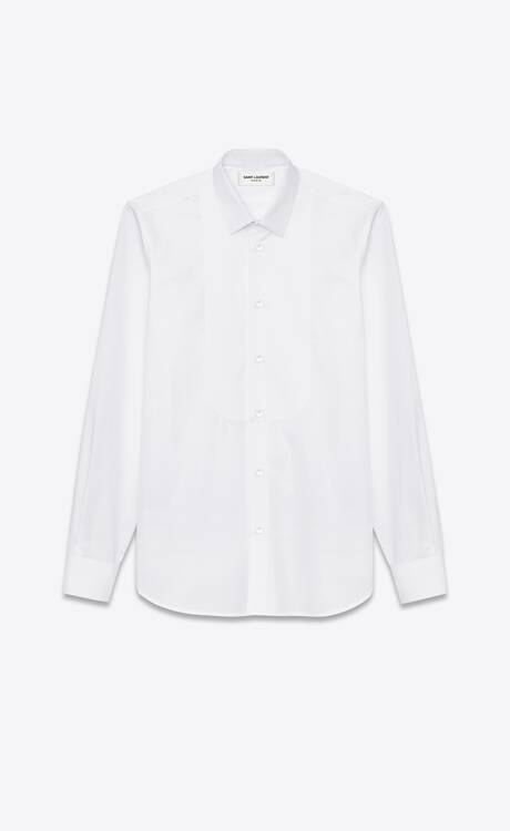 Pique plastron yves collar shirt in cotton poplin | Saint Laurent | YSL.com